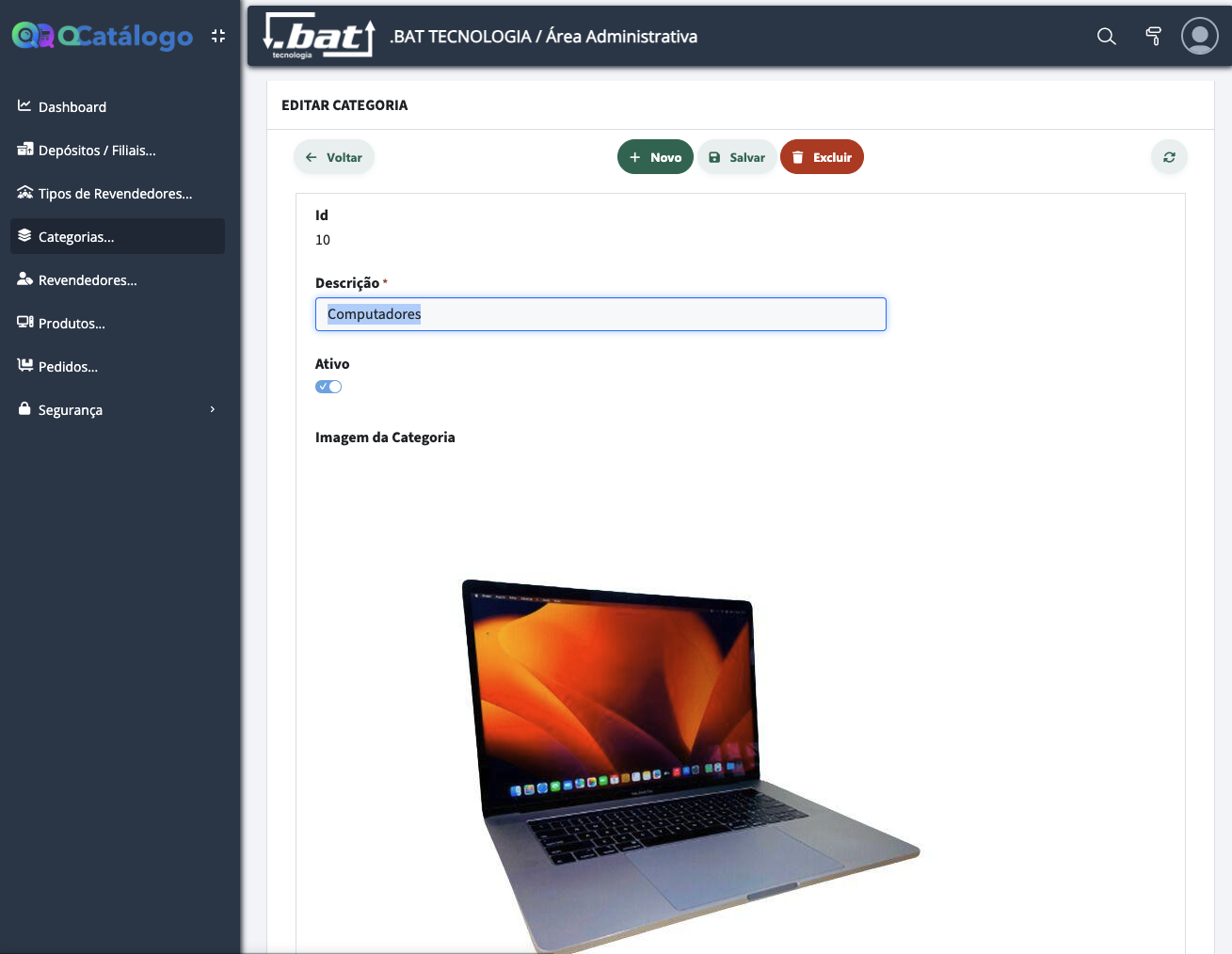 Cadastro de categoria de produtos